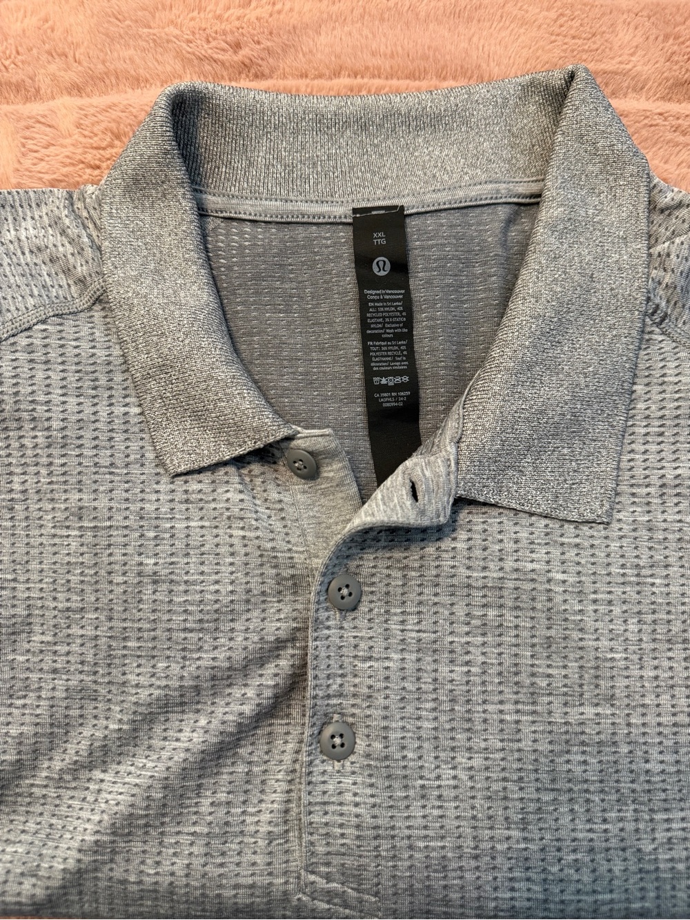 lululemon athletica Men’s Light Gray Textured Polo